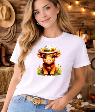 Sunflower Highland Cow – DTF Transfer