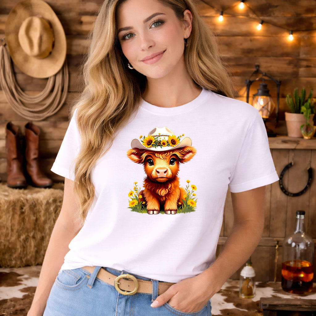 Sunflower Highland Cow – DTF Transfer