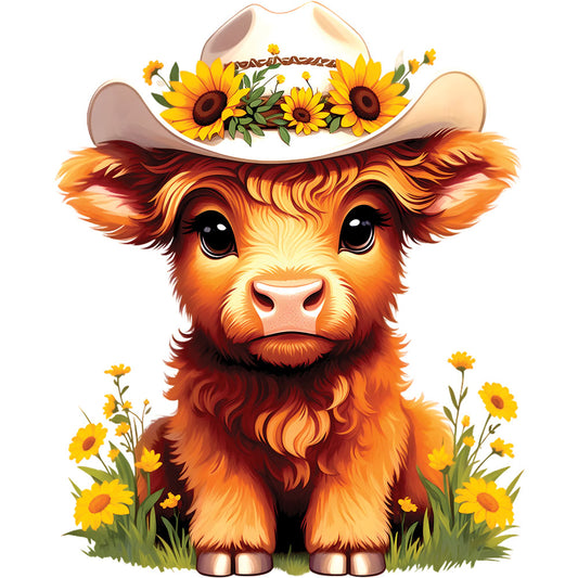 Sunflower Highland Cow – DTF Transfer