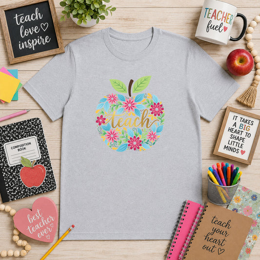 Teach Floral Apple – DTF Transfer