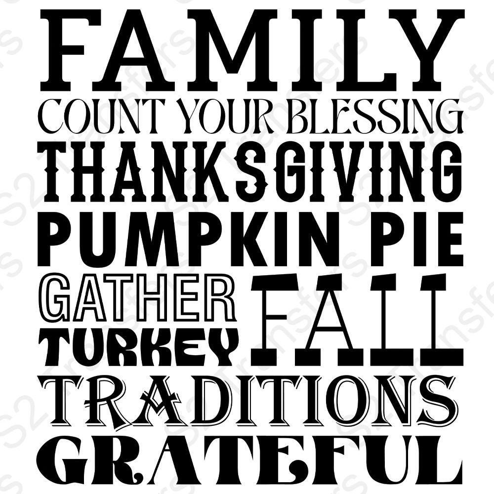 Thanksgiving Word Art Black