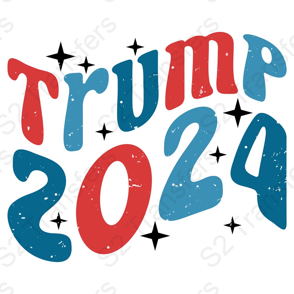 Trump 2024 Wavy Red & Blue Distressed