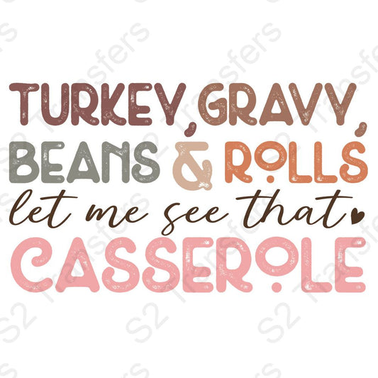 Turkey, Gravy, Beans & Rolls