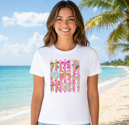 Vibrant Seashell Stripes – DTF Transfer