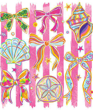 Vibrant Seashell Stripes – DTF Transfer