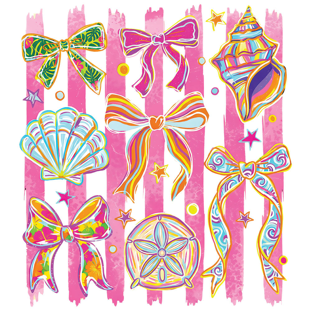 Vibrant Seashell Stripes – DTF Transfer