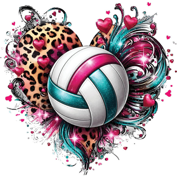 Volleyball Leopard Heart – DTF Transfer