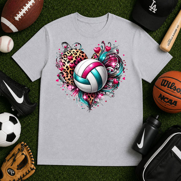 Volleyball Leopard Heart – DTF Transfer