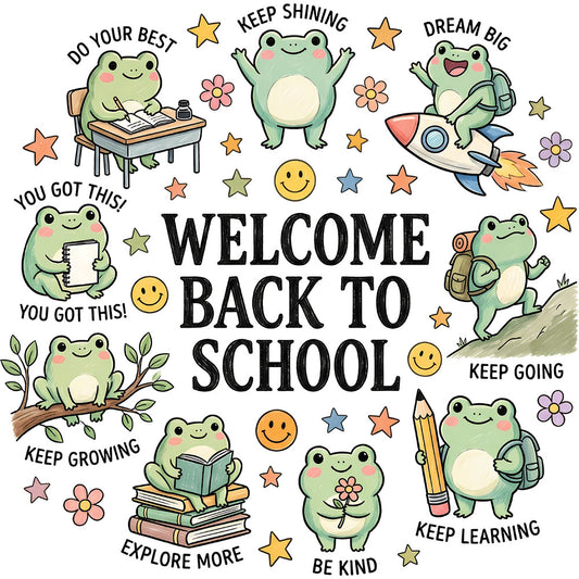 Welcome Back To School Frog – DTF Transfer
