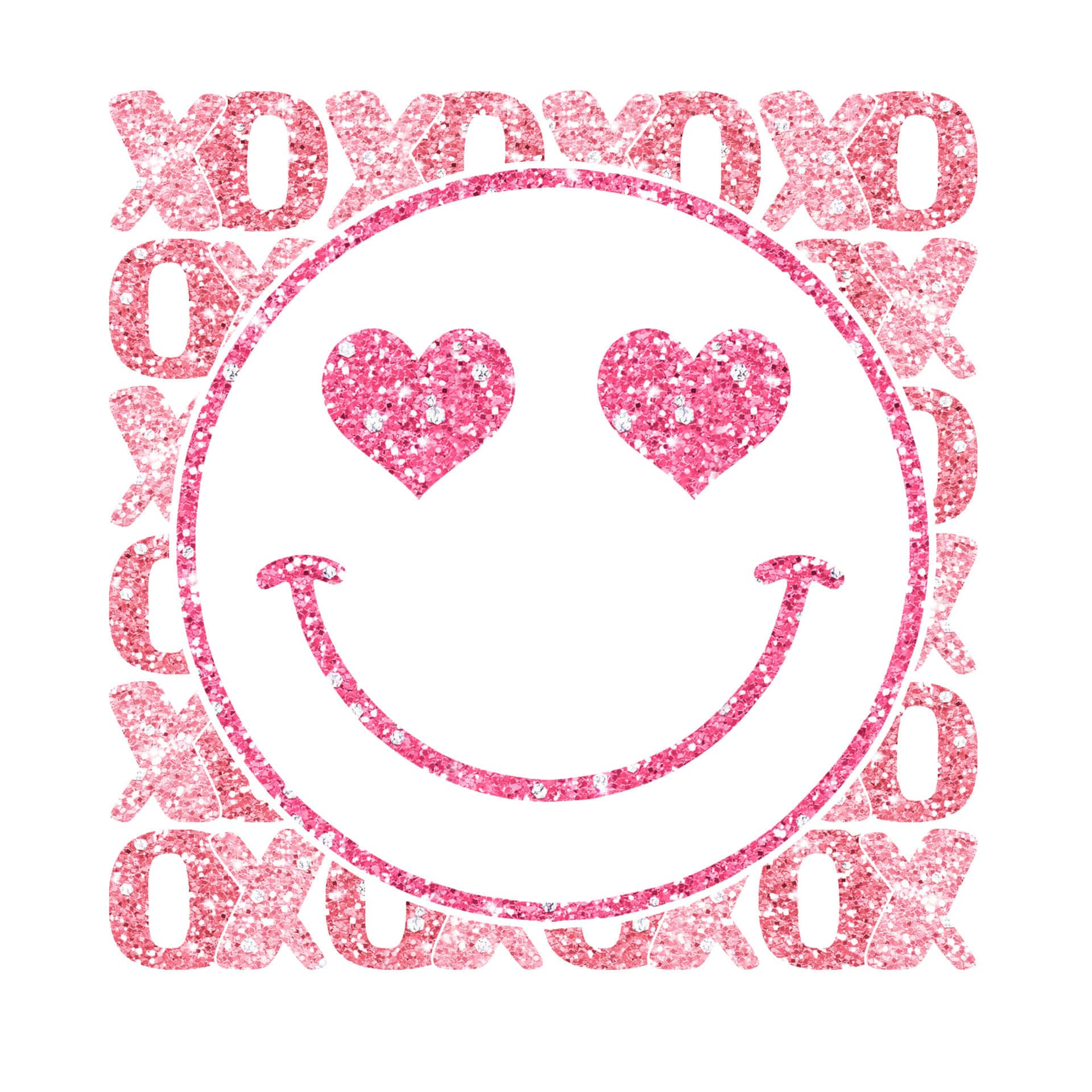 XO Pink Smiley Face Faux Sequins