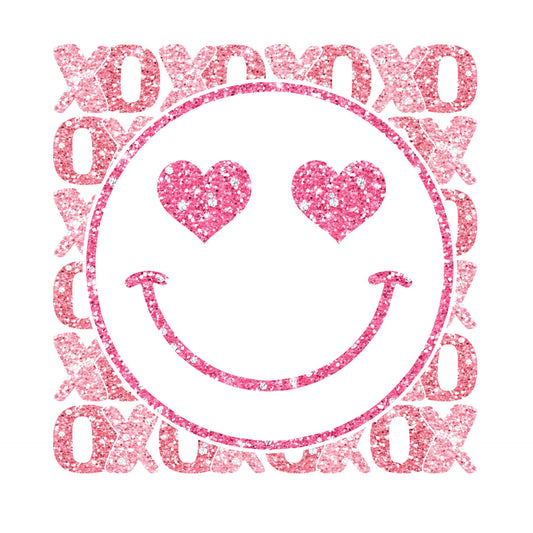 XO Pink Smiley Face Faux Sequins