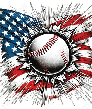 American Flag Baseball - DTF Transfer DTF Transfer