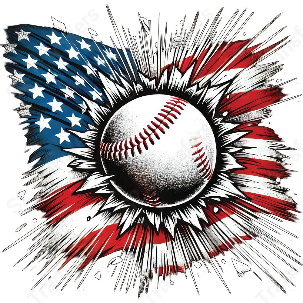 American Flag Baseball - DTF Transfer DTF Transfer