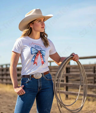American Girl Patriotic Bow - DTF Transfer DTF Transfer