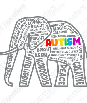Autism Awareness Elephant Typography