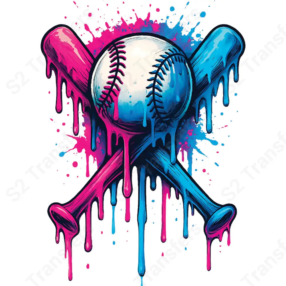 Baseball Bat Ice Cream Drip - DTF Transfer DTF Transfer