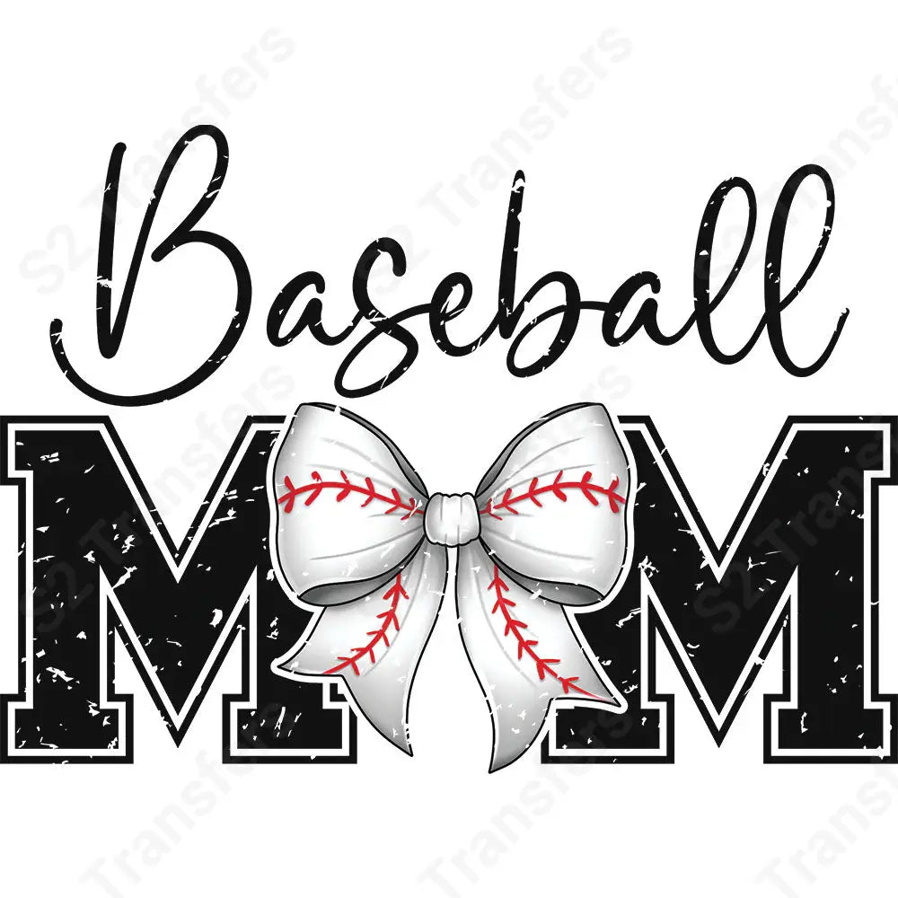 Baseball Mom Bow Retro - DTF Transfer DTF Transfer