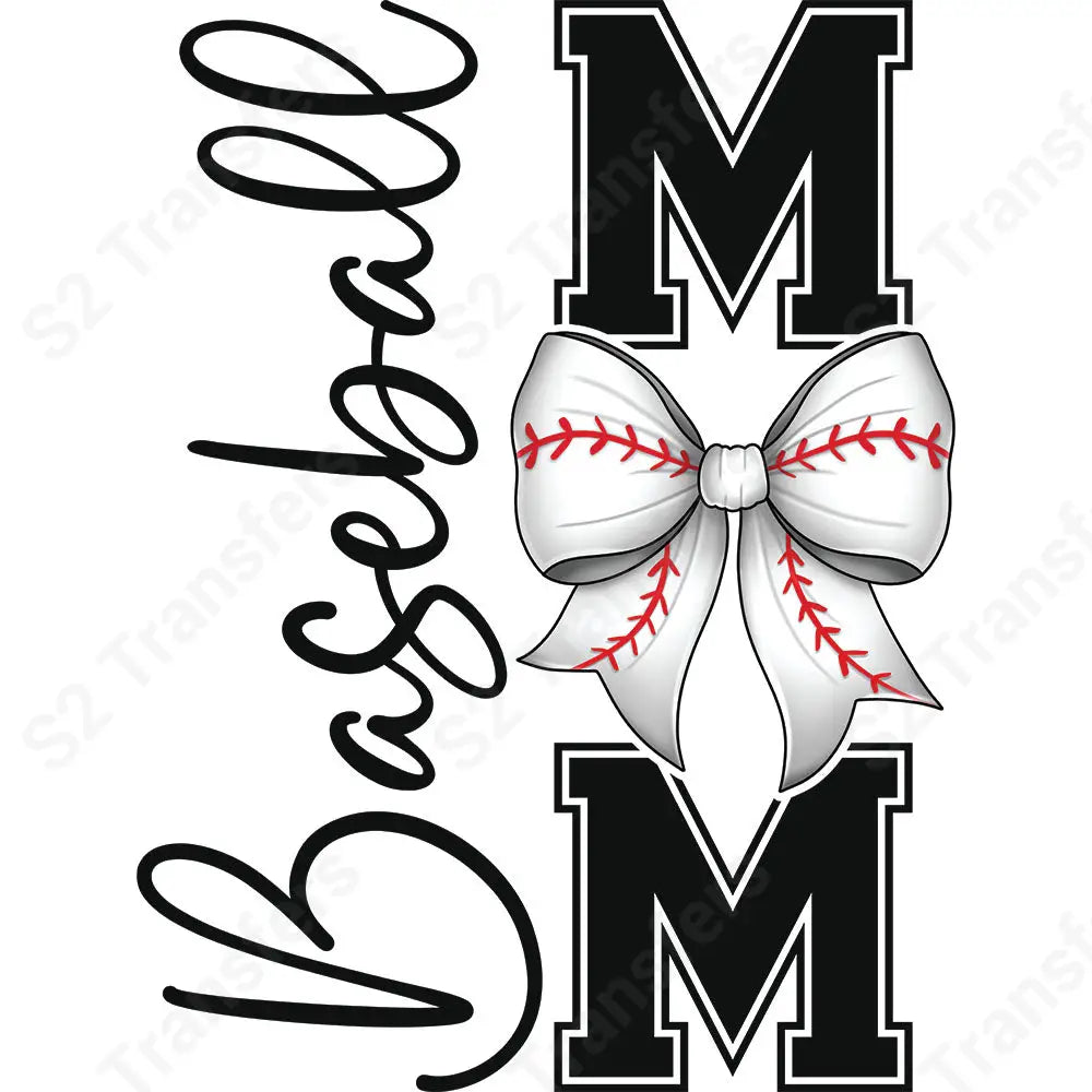 Baseball Mom Bow Vertical - DTF Transfer DTF Transfer
