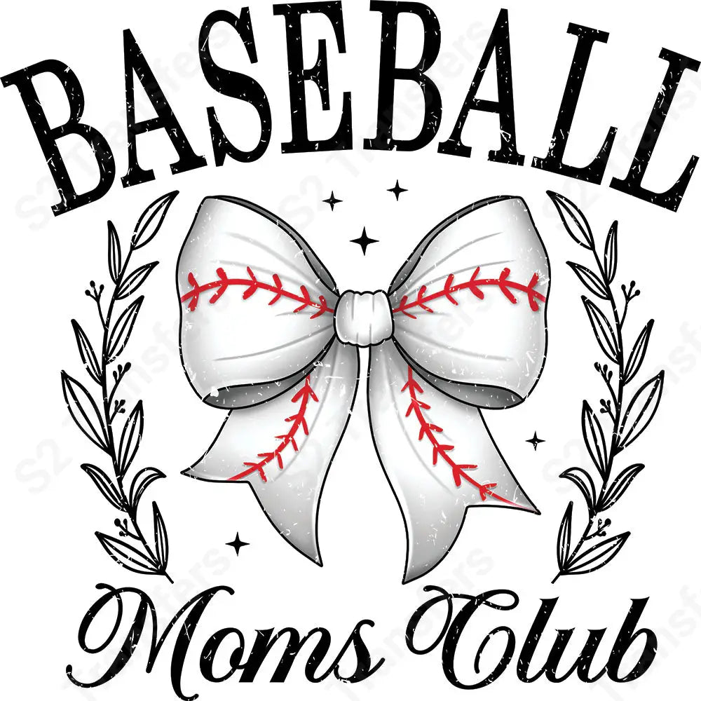 Baseball Moms Club Bow Retro - DTF Transfer DTF Transfer