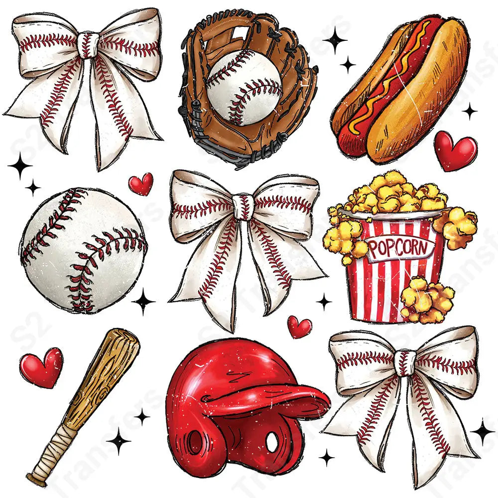 Baseball Themed Symbols - DTF Transfer DTF Transfer