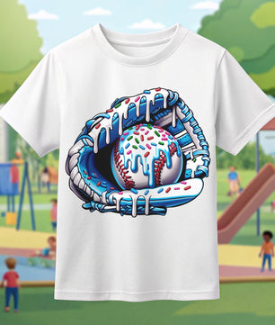 Baseball Ice Cream Drip Blue Glove - DTF Transfer