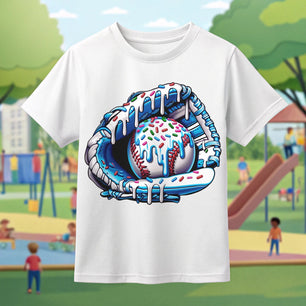 Baseball Ice Cream Drip Blue Glove - DTF Transfer