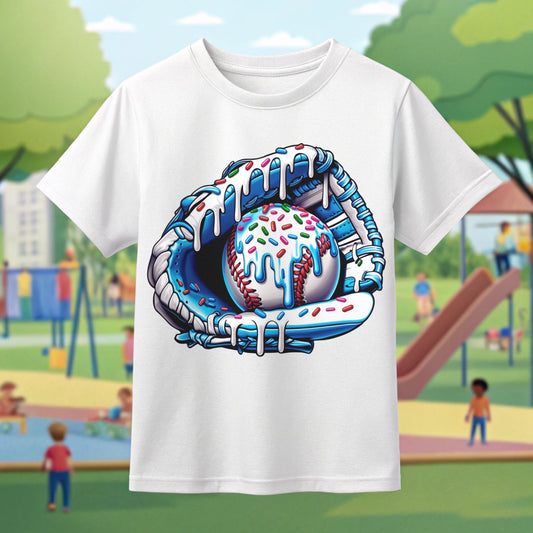 Baseball Ice Cream Drip Blue Glove - DTF Transfer