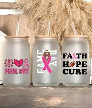 Breast Cancer Football UV DTF Sticker Sheet UV DTF Sticker Sheet