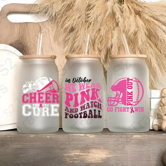 Breast Cancer Football UV DTF Sticker Sheet UV DTF Sticker Sheet