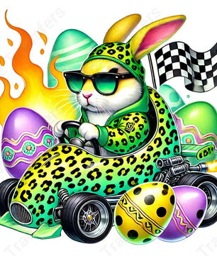 Bunny Racecar Driver - DTF Transfer DTF Transfer
