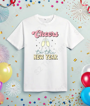 Cheers To The New Year Groovy Distressed - DTF Transfer DTF Transfer