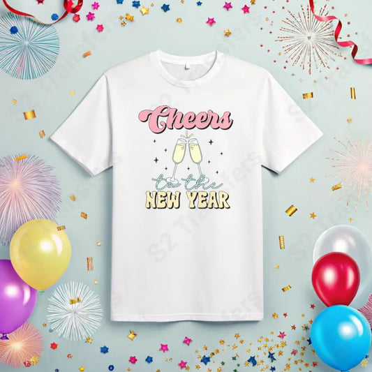 Cheers To The New Year Groovy Distressed - DTF Transfer DTF Transfer