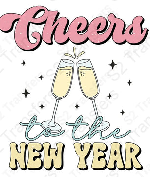 Cheers To The New Year Groovy Distressed