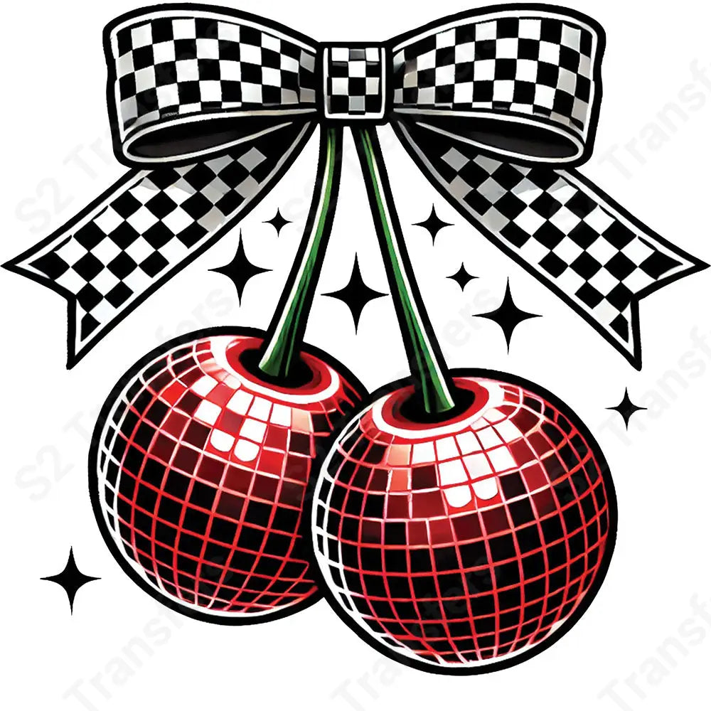 Cherry Disco Bow - DTF Transfer DTF Transfer