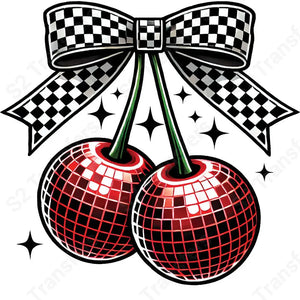 Cherry Disco Bow - DTF Transfer DTF Transfer