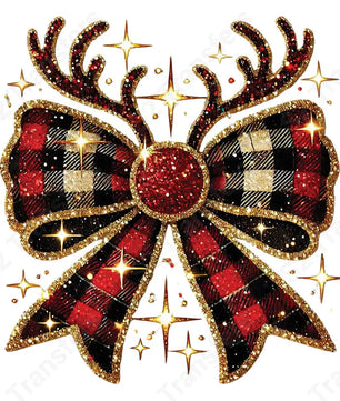 Christmas Reindeer Bow - DTF Transfer DTF Transfer