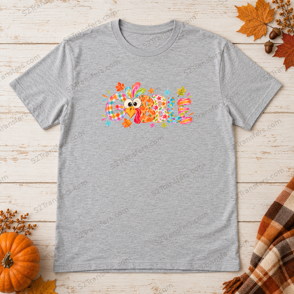 Colorful Gobble Turkey Patchwork Letters flatlay preview