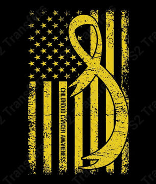 Distressed Flag Childhood Cancer Awareness