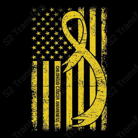 Distressed Flag Childhood Cancer Awareness