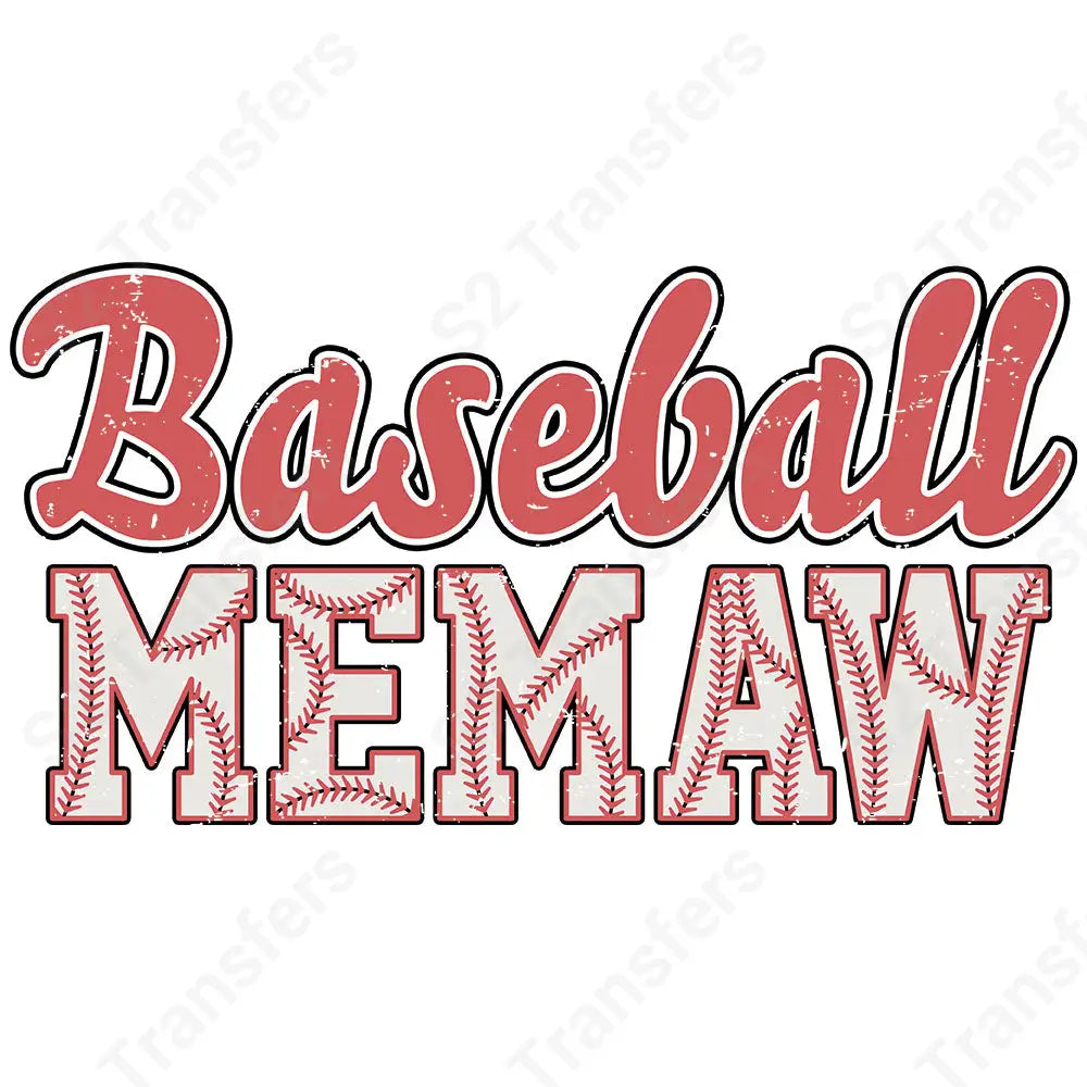 Distressed Retro Baseball Memaw - DTF Transfer DTF Transfer
