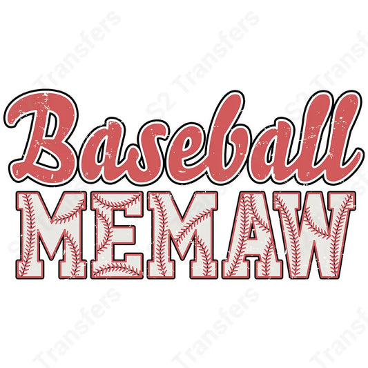 Distressed Retro Baseball Memaw - DTF Transfer DTF Transfer