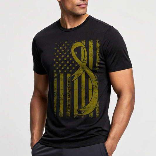 Distressed Flag Childhood Cancer Awareness - DTF Transfer