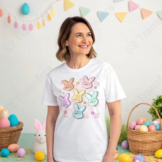 Easter Bunny Bible Verses Pink Checkered - DTF Transfer DTF Transfer