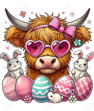 Easter Highland Cow - DTF Transfer DTF Transfer