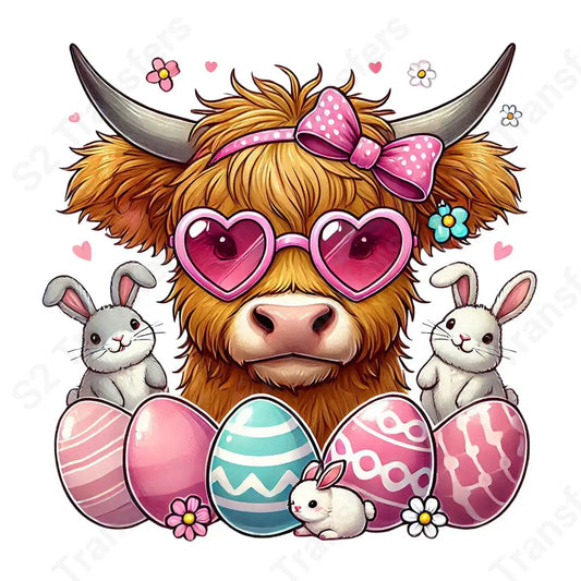 Easter Highland Cow - DTF Transfer DTF Transfer