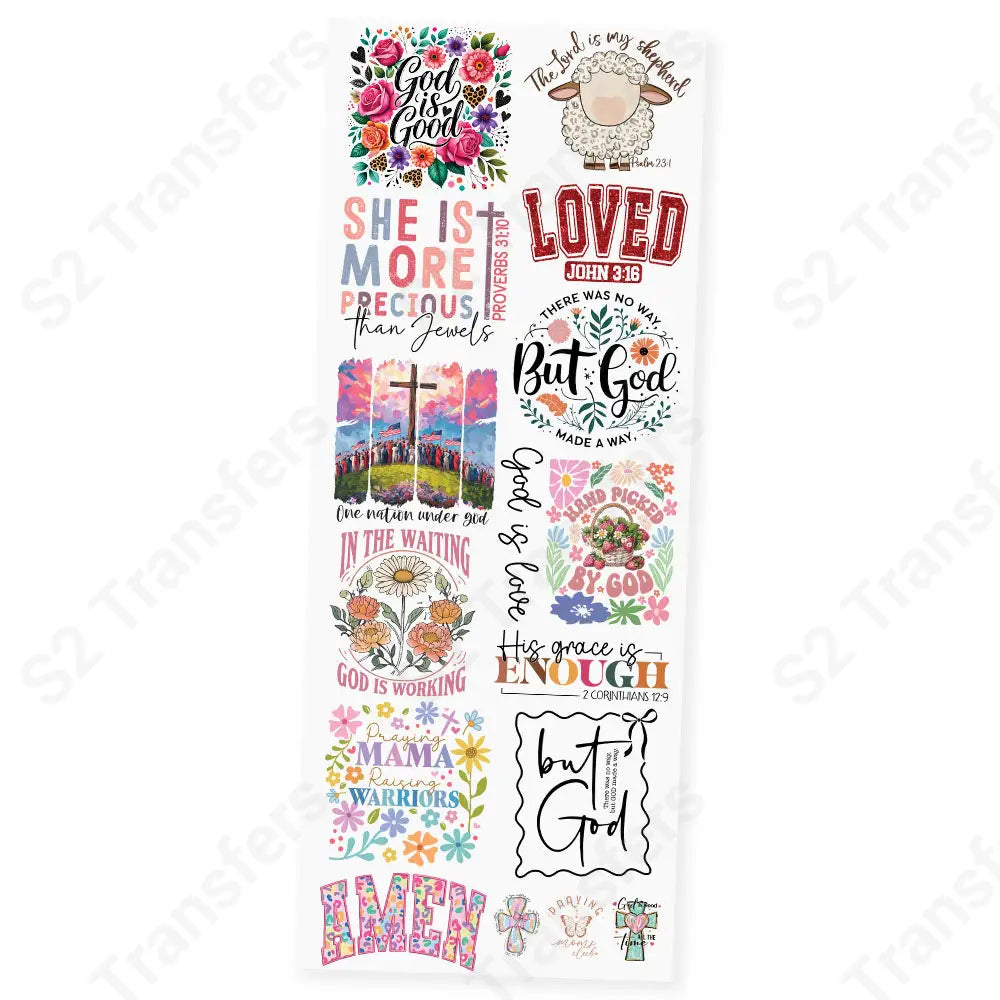 Faith Over Everything Christian Premade DTF Transfer Gangsheet - 22’’ x 60’’ Premade DTF Gang Sheet