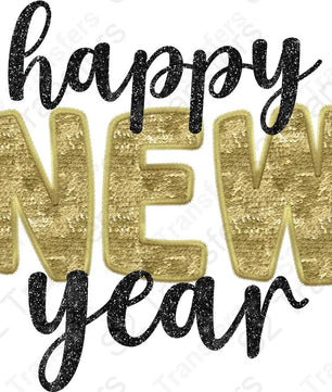 Faux Embroidery and Faux Sequin Happy New Year
