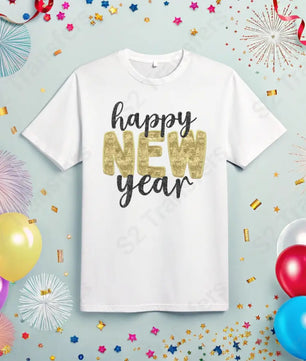 Faux Embroidery and Faux Sequin Happy New Year - DTF Transfer DTF Transfer