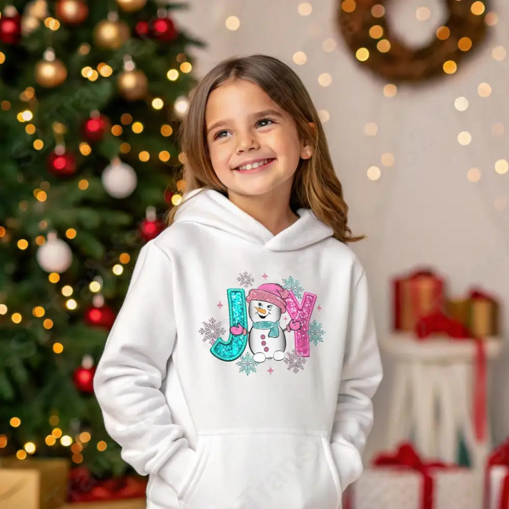 Faux Embroidery and Faux Sequin Joy Snowman - DTF Transfer DTF Transfer