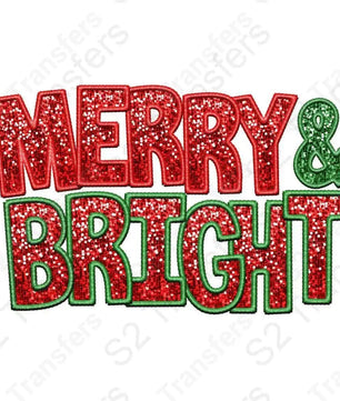 Faux Embroidery Merry and Bright Faux Sequin